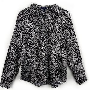 Chaps leopard print button down shirt
